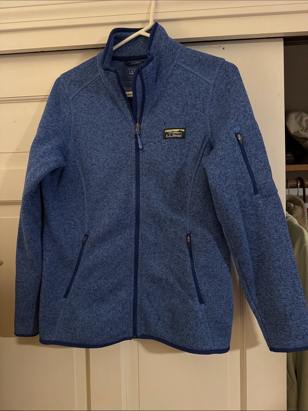 L.L. Bean Women's Heather Blue Full-Zip Teddy Jacket